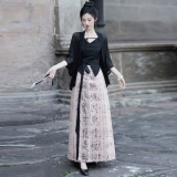 Ханьфу, куртка, комплект, китайский стиль, эффект подтяжки, защита от солнца, 3 предмета