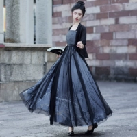 Летнее ханьфу, кардиган, топ без лямок, юбка, комплект, китайский стиль