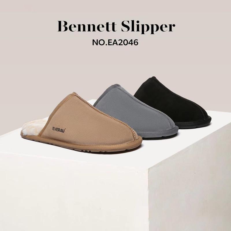 [Low Price Clearance] Australian Everau Autumn and Winter Men's Home Closed-Toe Slippers, Leather and Wool Integrated, Comfortable