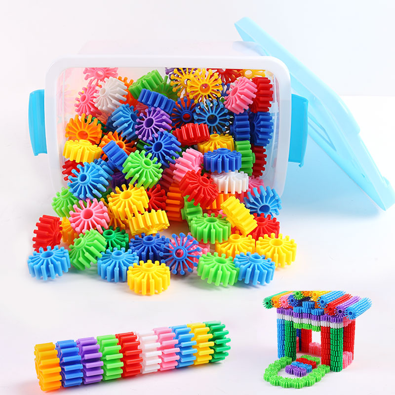 Children's puzzle assembly multifunction gear building blocks 3-6-9 years old male girls spell wisdom to develop plastic toys