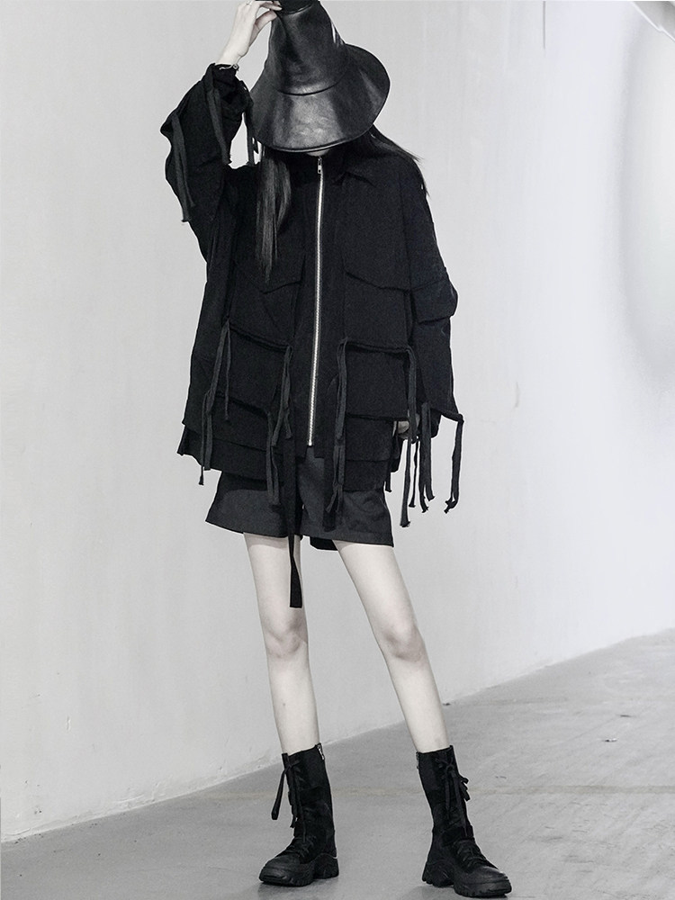 Dark Black Mountain This Yaoji Yohji small crowdsourced design sensation Solid pockets loose Leisure flow Su Lausing jacket Heavy Industries