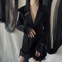 Dark Black Department HELIOT EMIL Functional irregular deconstructing the small crowd design sensation mm6 Inron wind suit jacket woman