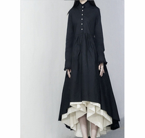 Dark Black Ensemble Small Crowdvanguard Day Style Mountain Benoji Shirt Dress Cdg Retro Flower Bud Overweight Worker Fluffy Skirt
