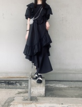 SAKUYA dark Black Mountain Benwind yohji Little crowddesign Agaric Side Layer Subsensation Loose Blouse with waist belt