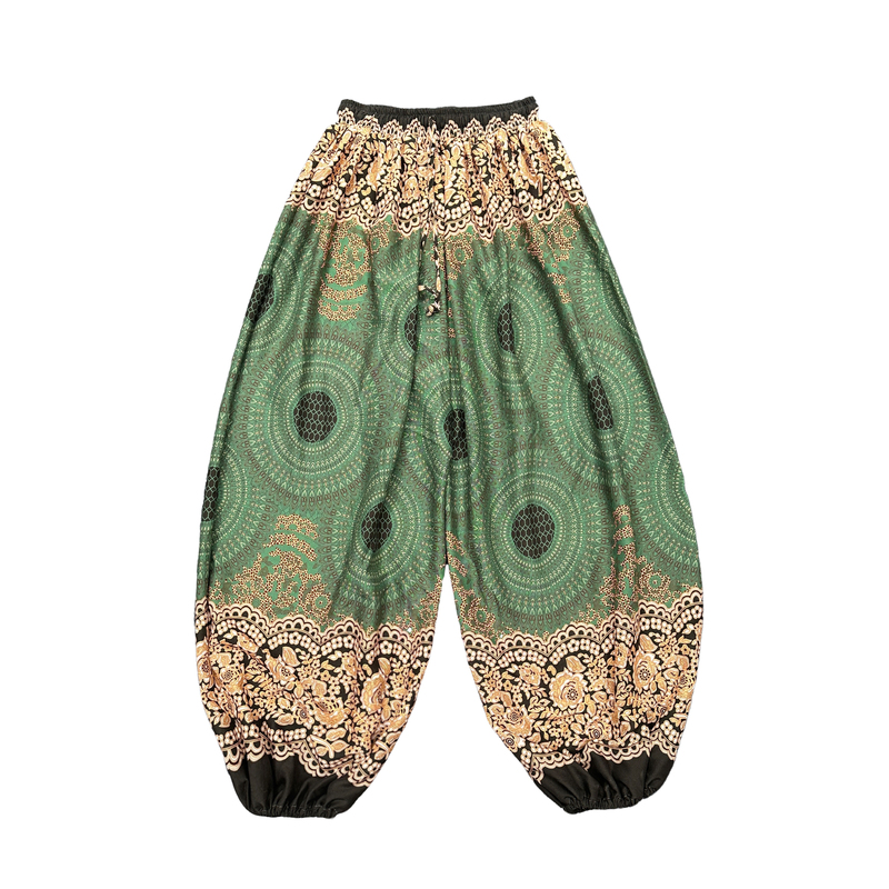 Thai Casual Cotton Lantern Pants for Travel, Home, Beach, Yoga, Bohemian Retro Style, Breathable for Summer