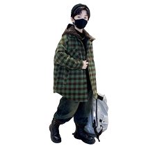 Boys tartan coat jacket 2024 winter new style medium and large childrens quilted thickened windbreaker handsome warm top