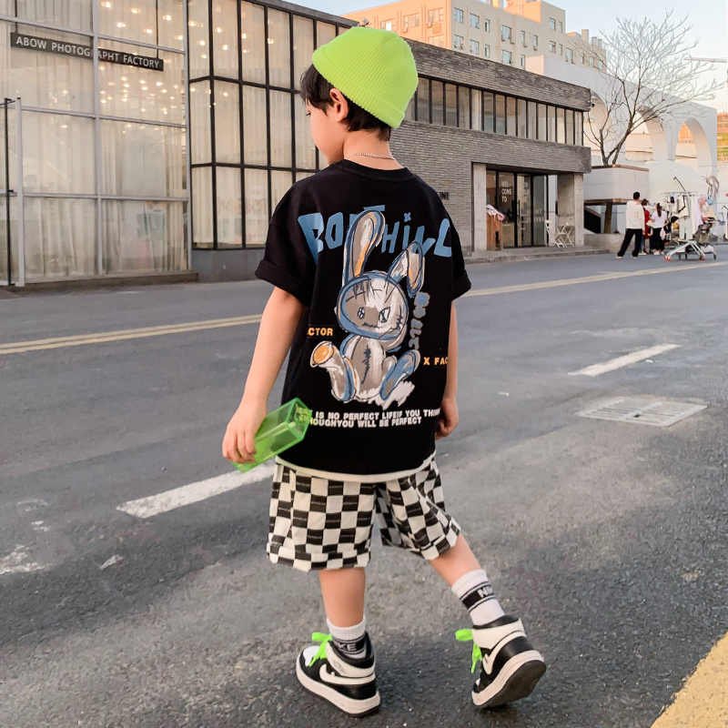 Boy summer clothes suit 2022 new children Summer handsome boy Short sleeves CUHK Summer Sports Tide Children clothing