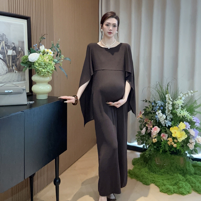 Zoey Maternity Wear [Elegant] Spring and Summer Style, Slimming, French Gentle and Cool, Loose Long Dress with Beaded Details