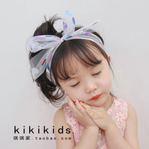 Korean childrens hair accessories Bow Polka dot temperament girl headdress Fashion mesh tide baby headband Girl hair band