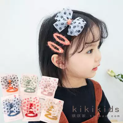 Girl hairclip combination set Korean version of clip baby cute bow hairpin tide child hair accessories wave point temperament clip