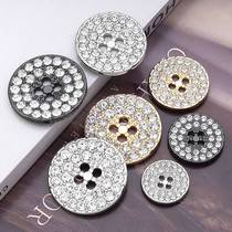 Coats button-up sweater cardigan jacket high-end fashion exquisite rhinestone inlaid gold four-eyed dress button