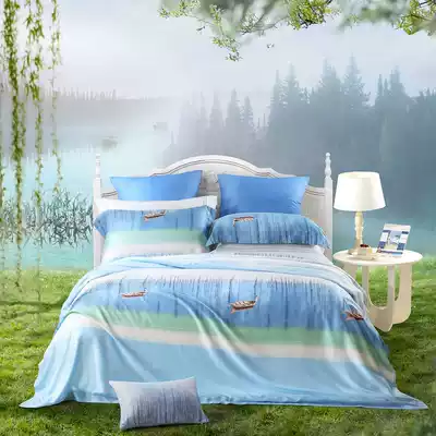 Mercury home textile produced Belle Silk tencel satin active printing four-piece set 220*240cm