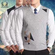 Áo len cashmere cổ chữ V len mùa thu và mùa đông mỏng hoa thường mặc vest mỏng