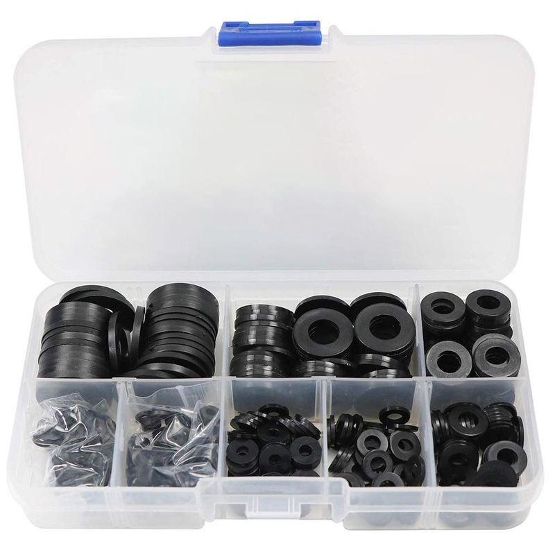 480 Pieces Boxed Black Nylon Gaskets Plastic Washers Insulating Plastic Round Flat Washers M2-M10 Combination Set
