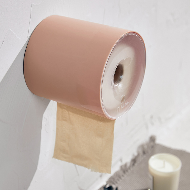 Sealed waterproof round paper roll holder toilet punch-free toilet paper box seamless tissue box creative paper towel rack