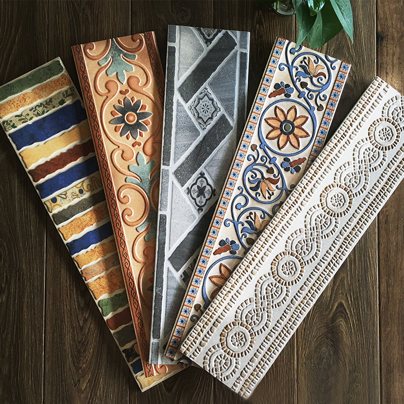 Imitation ancient wave beating line tiles 120X500 waveguide wire tiles 150X600 gangway sideline skirting footboard waist line