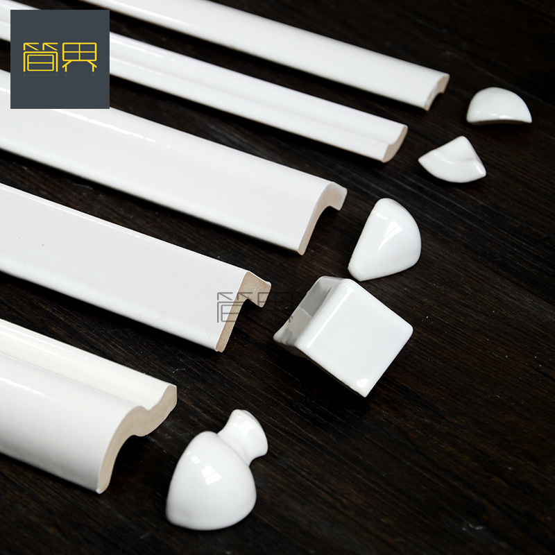 Nordic white tile waist line Edge strip skirting line Tile skirting board Anti-collision protection strip Wall brick corner Yin angle line