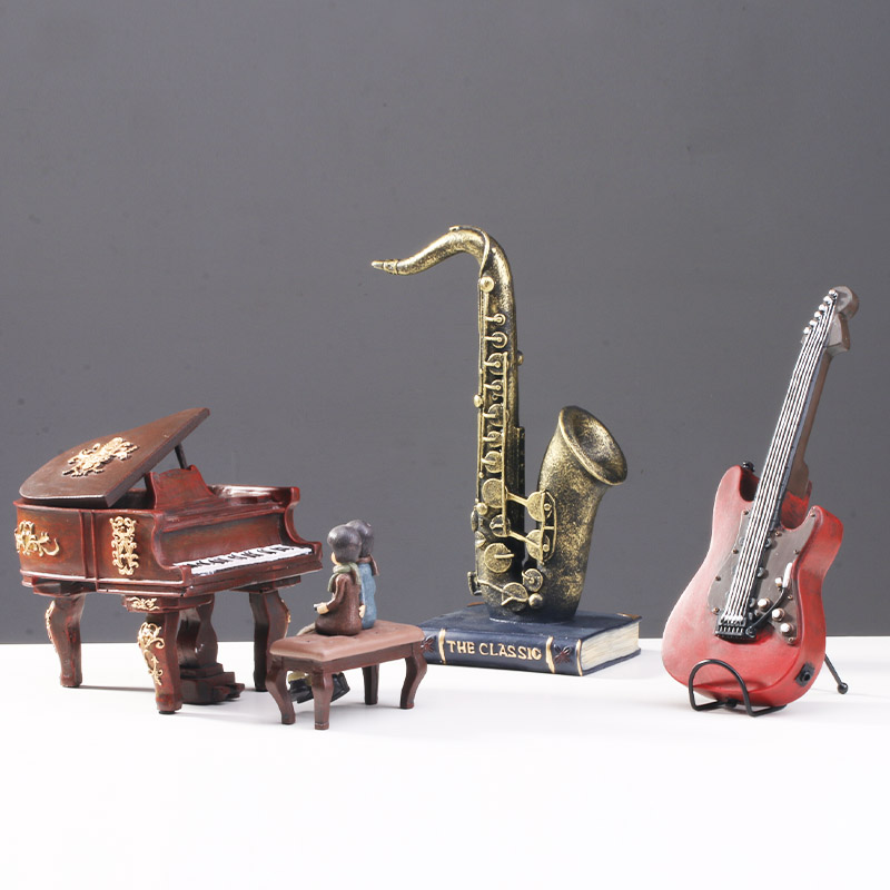 Creative Eu Style Retro Nostalgia Violin Piano Guitar Model Musician Craft Decorations Small Pendulum