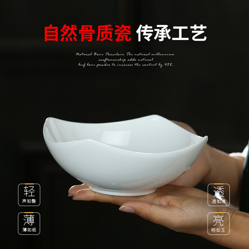 Pure white ipads jingdezhen ceramic tableware bowls creative Korean salad bowl bowl of white household Japanese soup bowl rainbow such use