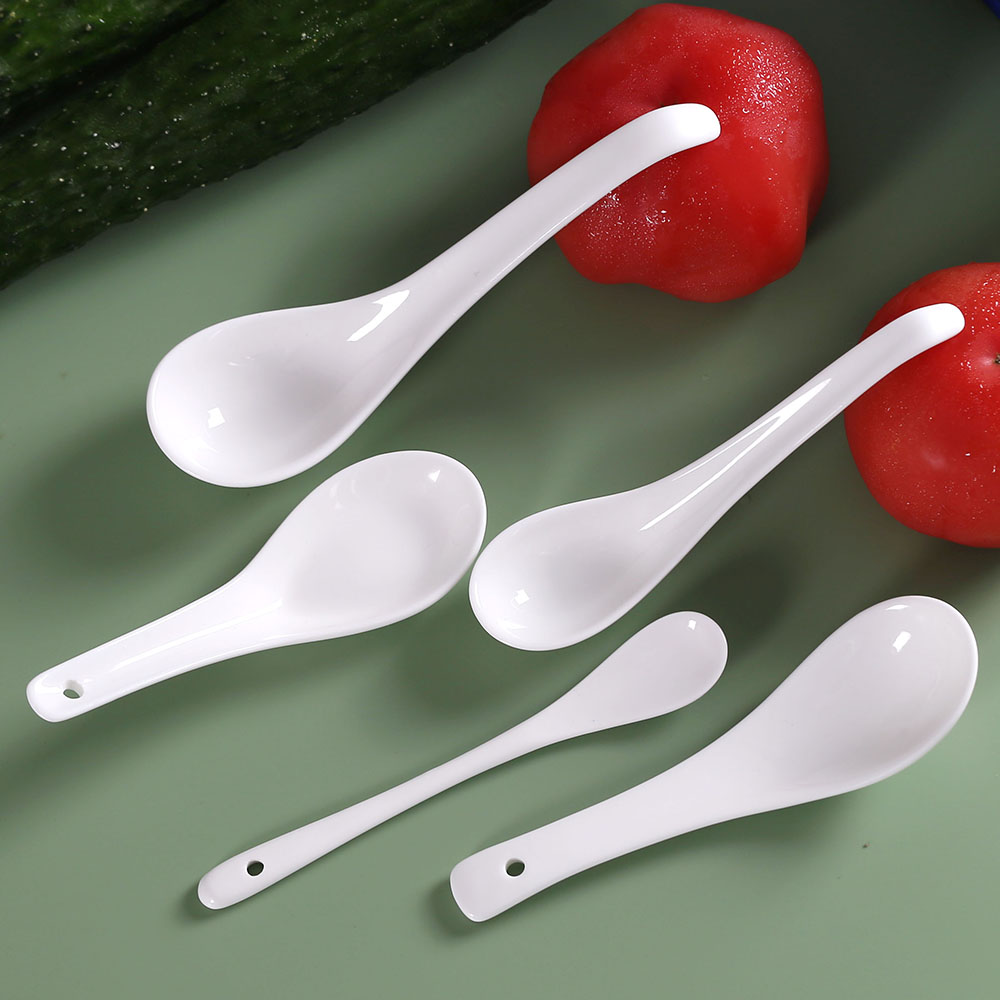 Jingdezhen ceramic white household small spoon, sweet milk tea coffee spoon, long - handled spoon salt spoon ipads porcelain spoon