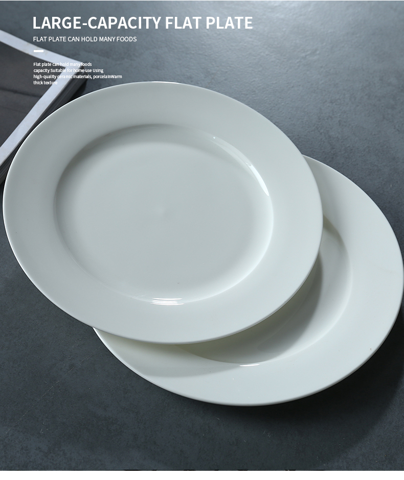 Pure white ipads China plate son home round flat dish dish dish of jingdezhen ceramic tableware plate of beefsteak