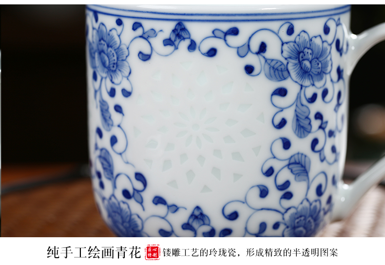 Jingdezhen ceramic tea cup with cover filter glass cup separation and exquisite porcelain tea cups office gift cups