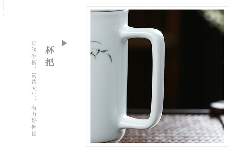 Jingdezhen porcelain keller with cover filter cup tea separate office glass tea cup cup