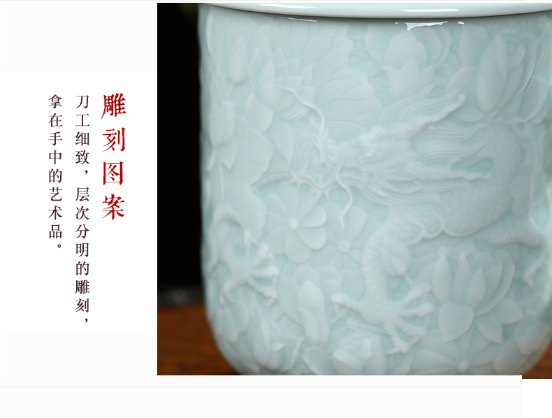 Shadow blue its office cup of jingdezhen ceramic cups with cover household glass tea cup personal gift cup cup