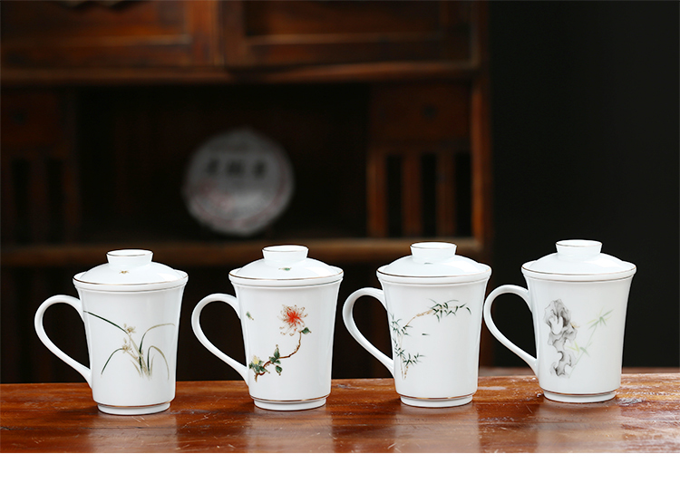 Jingdezhen ceramic filter creative keller cups with cover household separation of tea cup office tea cup