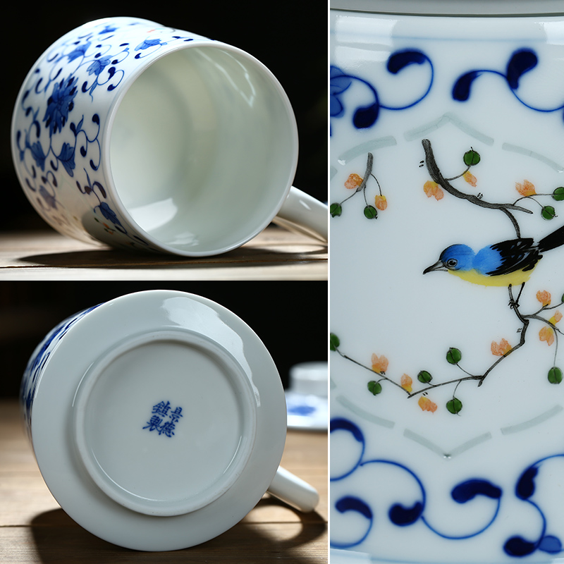 Jingdezhen and exquisite ceramic cups with cover filter tea cup of large - capacity water cup boss cup gift porcelain cups