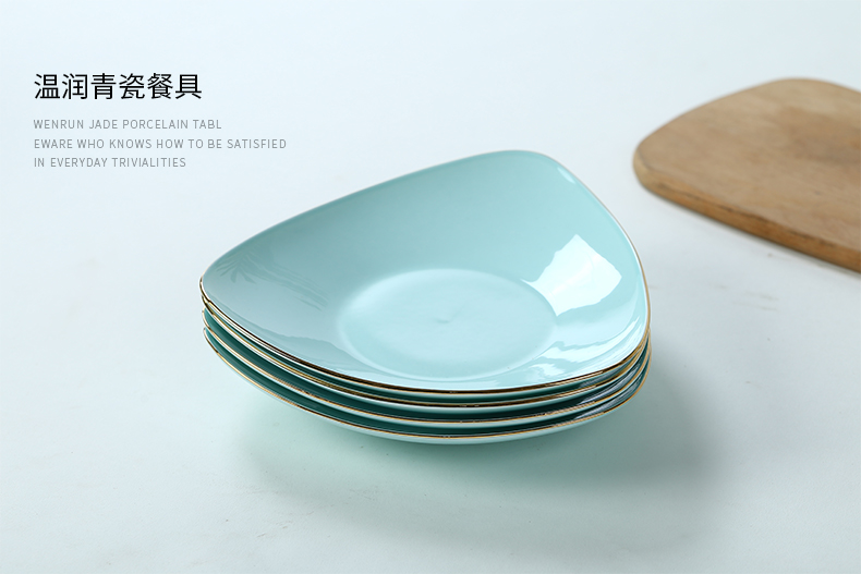 Jingdezhen celadon up phnom penh dish creative Korean plate ceramic deep dish FanPan soup plate household ipads porcelain dish dish