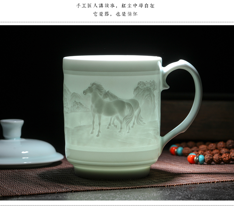 Jingdezhen ceramic cups with cover glass cup boss mugs gift mugs creative Chinese zodiac