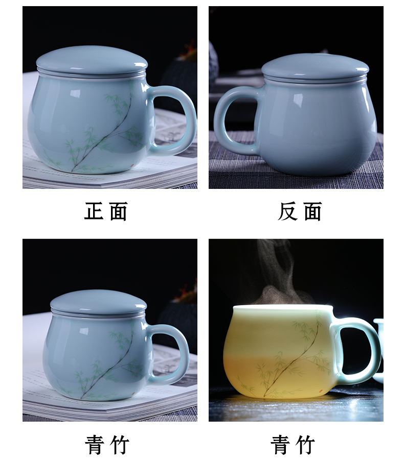 Catalpa xin jingdezhen ceramic cups with cover filter cup household drinking cup celadon lovely office gift mugs