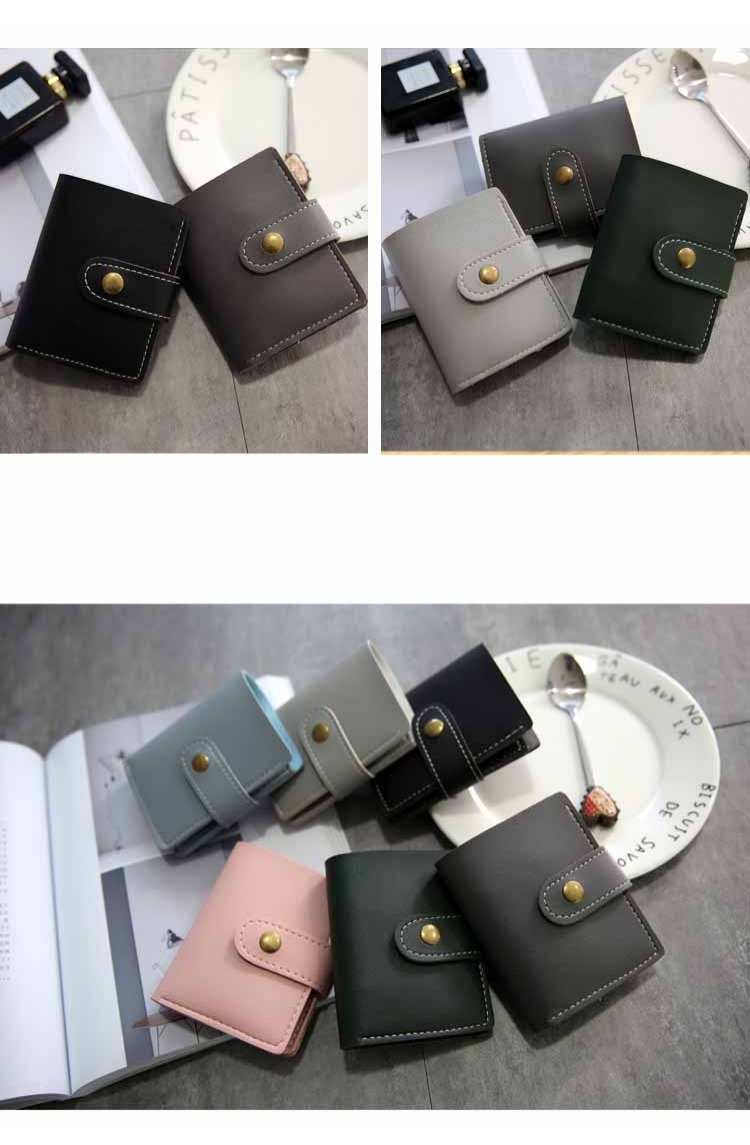 Ví ngắn của phụ nữ khóa hai lần nhỏ nhỏ tươi nhỏ đơn giản retro học ví mini cá tính hoang dã mỏng ví bape