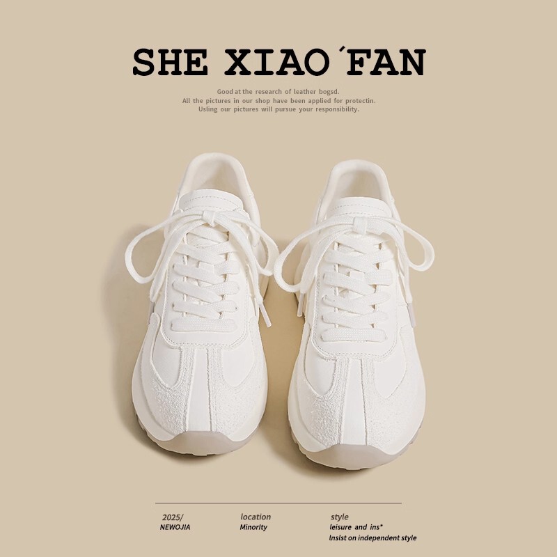 Thick-Soled Women's Sneakers 2025 Summer New White Shoes Niche Height-Increasing Trendy German Training Sports Dad Shoes