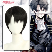 Attack on the giant soldier captain Liwell Ackerman cos wig Anime cosplay fake hair black short hair