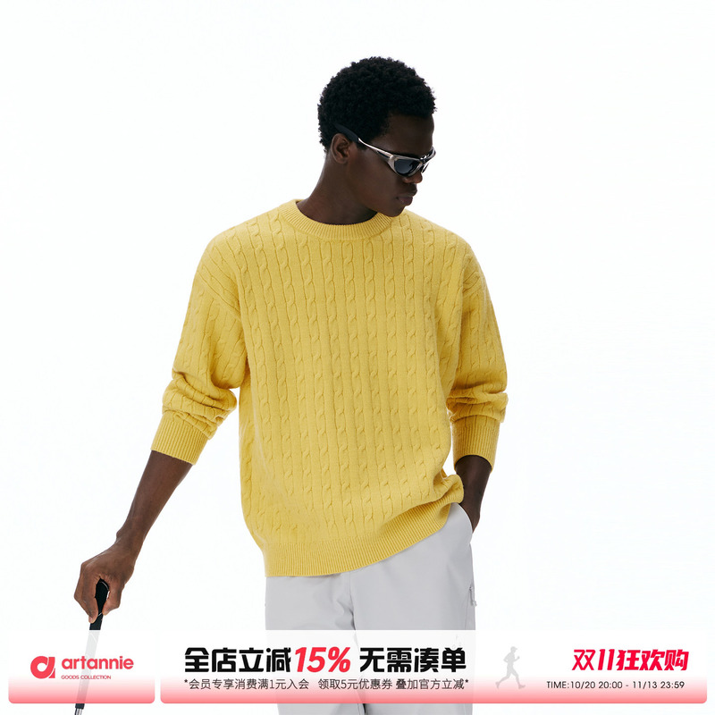 Artannie American-Style Twist Round-Neck Sweater for Men 2026 Autumn New Casual Pullover Knitwear Couple's Top