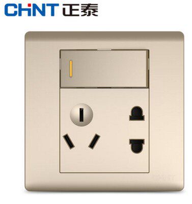Chint Electric NEW7D champagne gold one open double control five hole 86 type panel switch