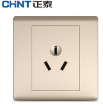  Zhengtai Electric NEW7D three-hole 16A Champagne gold high-power socket 86 type panel socket