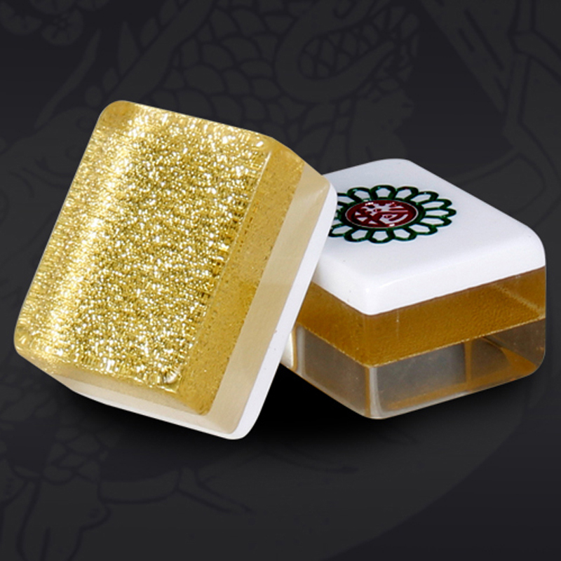 Gold crystal brand 3-layer crystal mahjong card gold silk mahjong household large 42MM send tablecloth