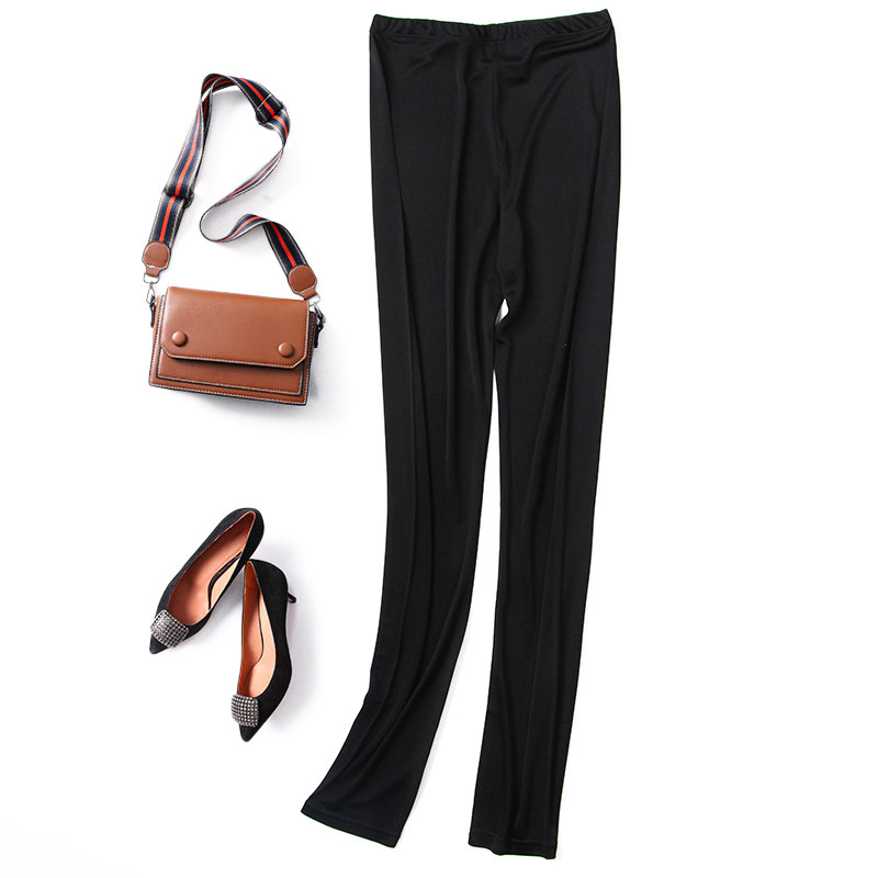 Double-sided knitted silk leggings women's casual pants slim slim pencil pants all-match thin long pants for women