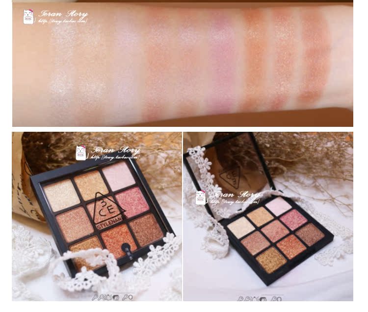 3ce眼影盘9色九宫格 beach muse珠光南瓜色人