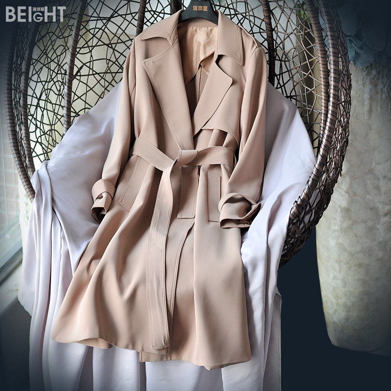 Trendy cusp Artemisia end light lavish style minimalist without buckle with belt acetate with long windcoat jacket 2022 Chunxin