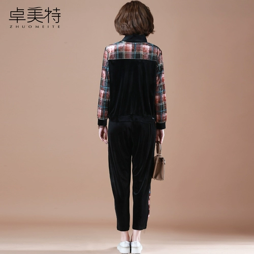 Весенняя бархатная куртка для матери, комплект, осенний спортивный костюм для пожилых людей, в западном стиле, коллекция 2021