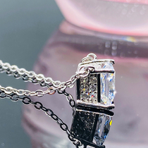 The United States imported Mozambique Diamond 18K platinum gong zhu fang necklace 1 karat simple square pure gold choker