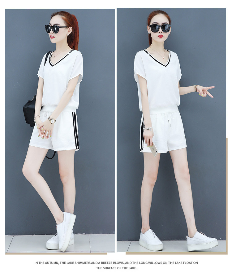 A two-piece set of loose short-sleeved, casual shorts and fashionable running wear for women in summer is trendy pic 20