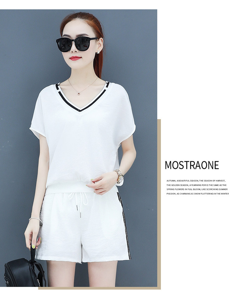 A two-piece set of loose short-sleeved, casual shorts and fashionable running wear for women in summer is trendy pic 19