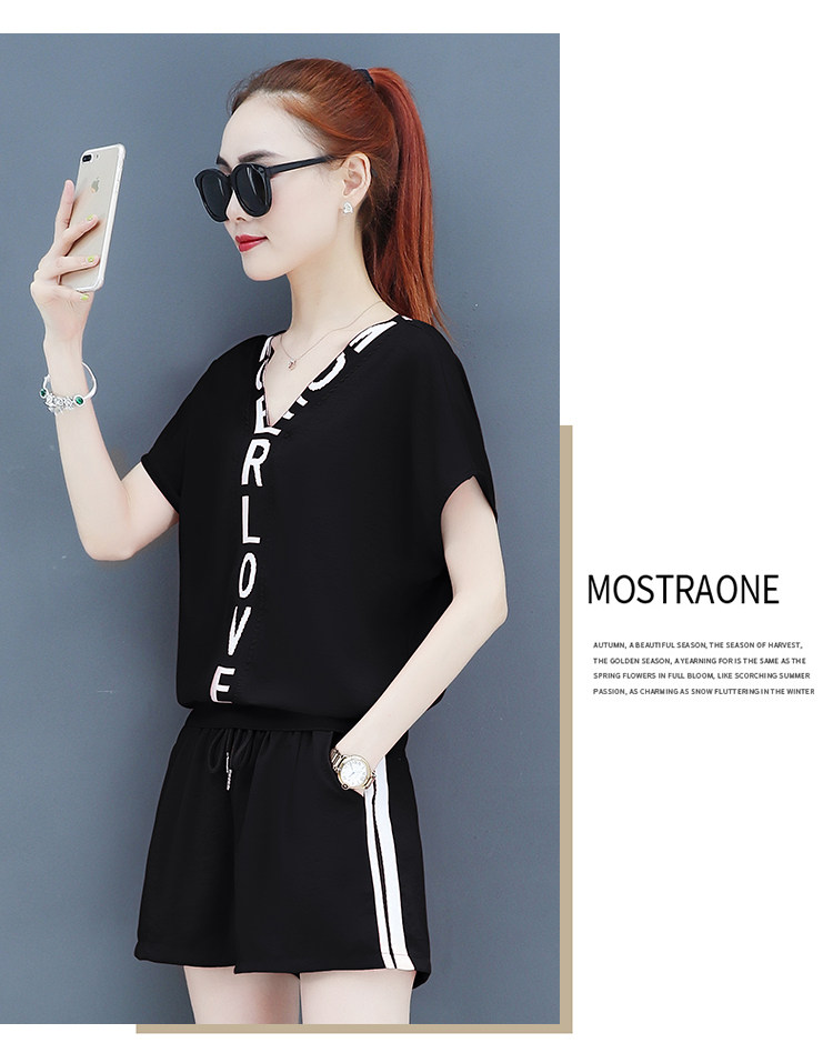 A two-piece set of loose short-sleeved, casual shorts and fashionable running wear for women in summer is trendy pic 26