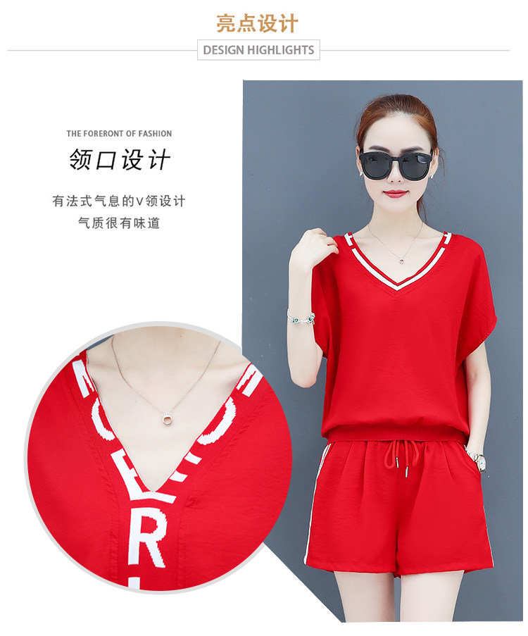 A two-piece set of loose short-sleeved, casual shorts and fashionable running wear for women in summer is trendy pic 4