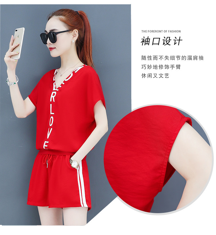 A two-piece set of loose short-sleeved, casual shorts and fashionable running wear for women in summer is trendy pic 5
